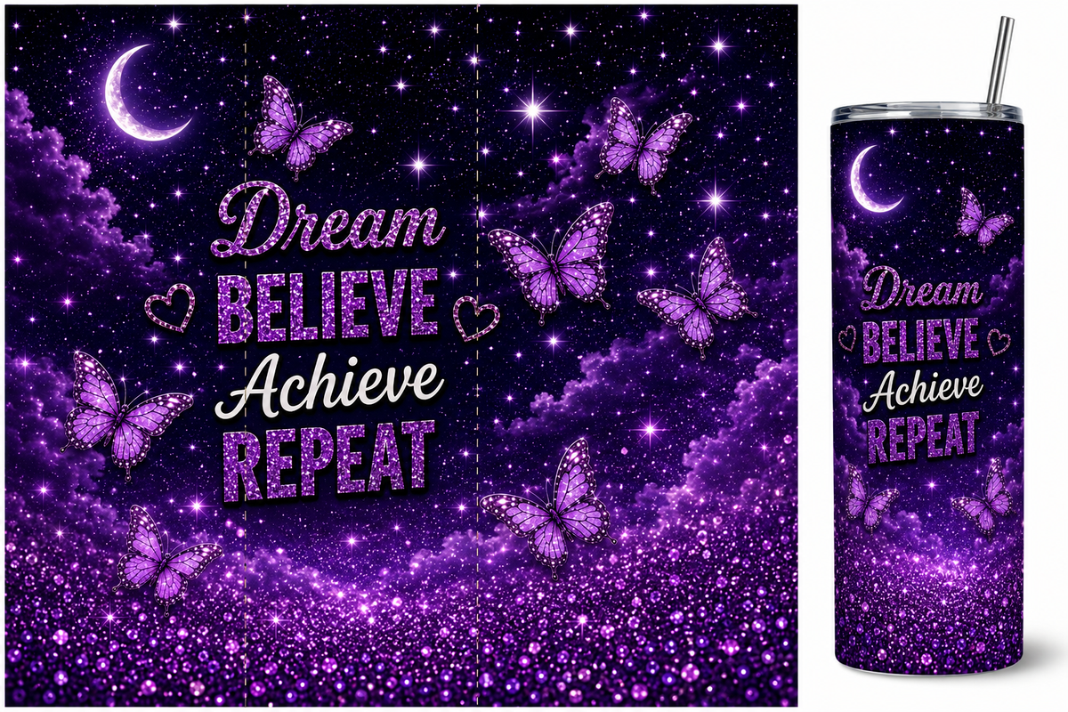 Purple butterfly night sky design