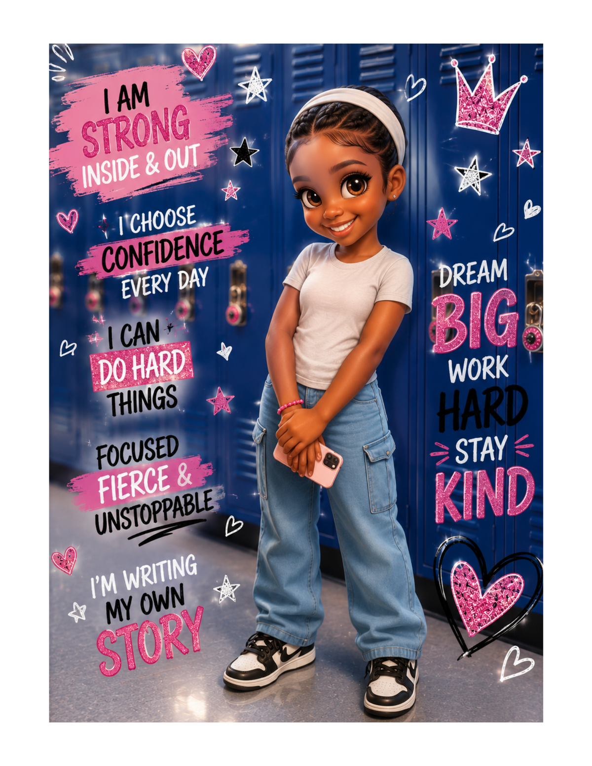 Custom composition notebook cover example - Dream Big girls design