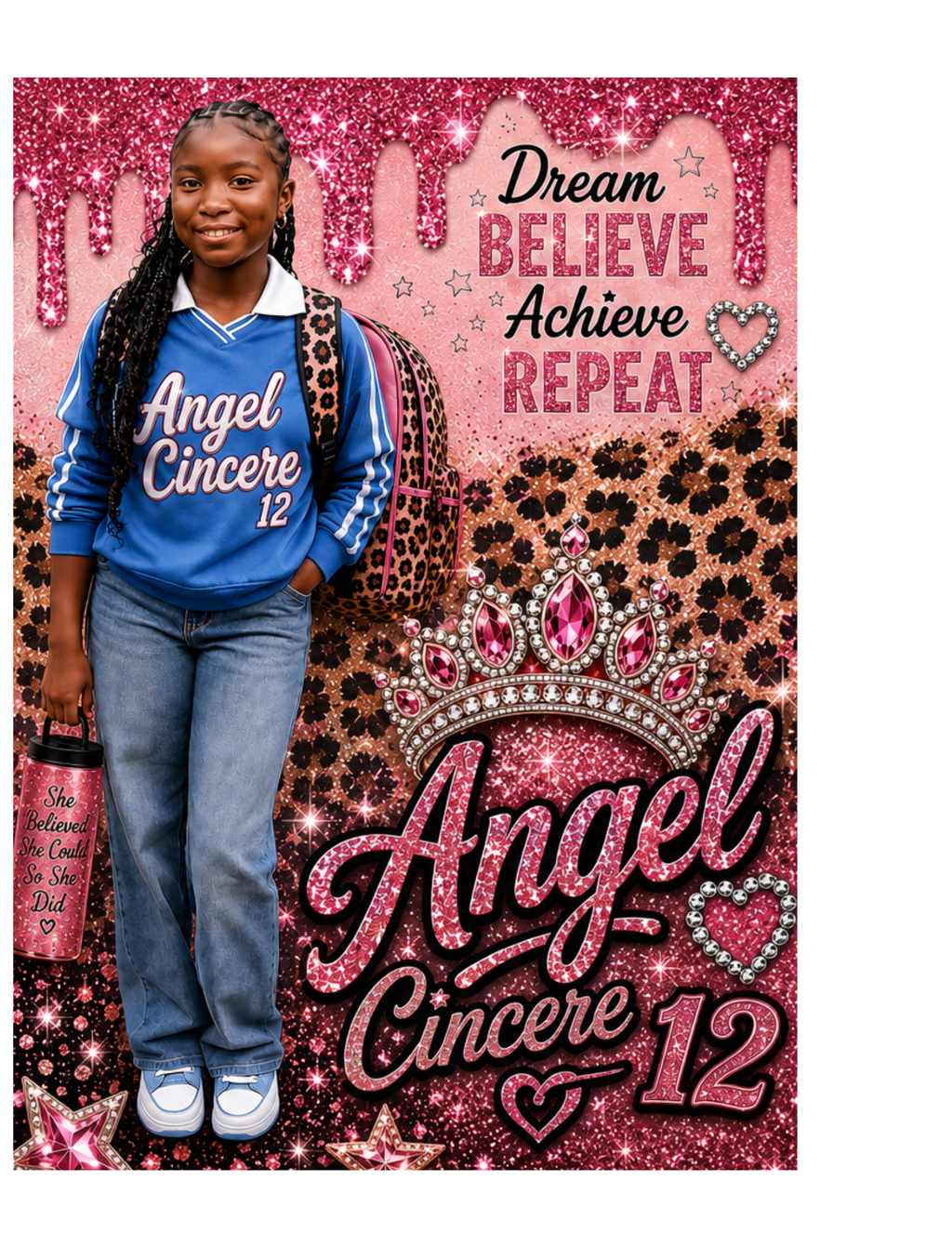 Custom composition notebook cover example - Angel Cincere personalized design