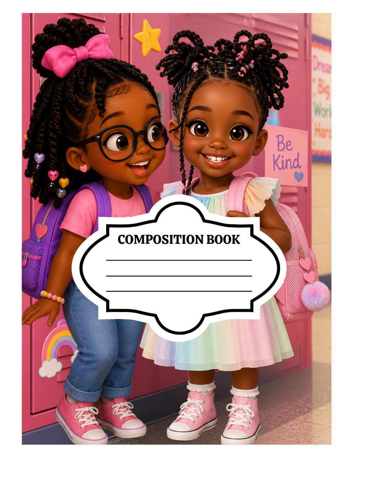 Custom composition notebook cover example - middle school design