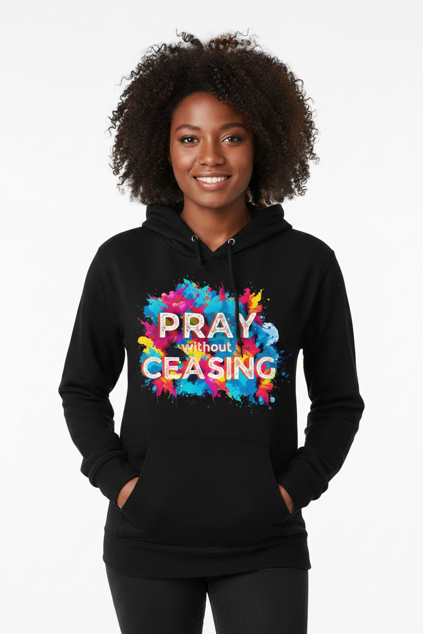 Pray Without Ceasing Black Hoodie Mockup